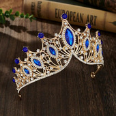 Μεταλλικό μπαρόκ στέμμα ιδιοσυγκρασίας Λαμπερά πολύχρωμα πριγκίπισσα τιάρα νυφικά μαλλιά Tiara Αξεσουάρ φόρεμα με στέμμα στρας