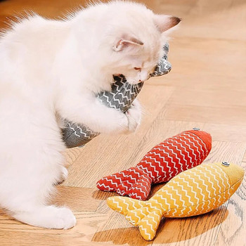 MADDEN Cat Fish Toy Cat Scratcher Catnip Toy Интерактивна симулация Fish Cat Mint Fidget Toys Пълнена играчка за игра за коте котка