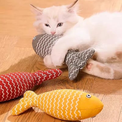 MADDEN Cat Fish Toy Cat Scratcher Catnip Toy Интерактивна симулация Fish Cat Mint Fidget Toys Пълнена играчка за игра за коте котка