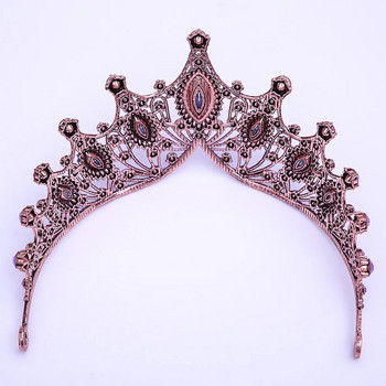 Барокови луксозни блестящи лилави кристални булчински диадеми Корони на вещици Дамски диадема със стрази Сватбен костюм Аксесоари за коса
