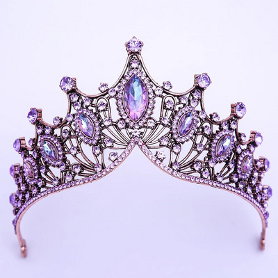 Luksuslik barokkstiilis Bling Purple Crystal Pruudi Tiaarad Nõiakroonid Naiste Rhinestone Galerii Diadem pulmakostüüm Juuste aksessuaarid
