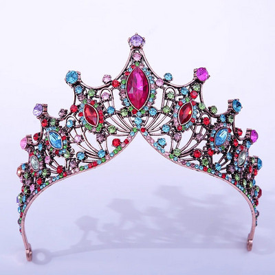 Luksuslik barokkstiilis Bling Purple Crystal Pruudi Tiaarad Nõiakroonid Naiste Rhinestone Galerii Diadem pulmakostüüm Juuste aksessuaarid