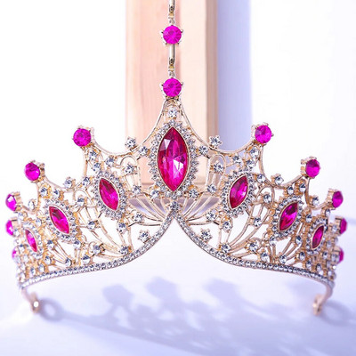 Luksuslik barokkstiilis Bling Purple Crystal Pruudi Tiaarad Nõiakroonid Naiste Rhinestone Galerii Diadem pulmakostüüm Juuste aksessuaarid
