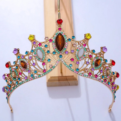 Luksuslik barokkstiilis Bling Purple Crystal Pruudi Tiaarad Nõiakroonid Naiste Rhinestone Galerii Diadem pulmakostüüm Juuste aksessuaarid