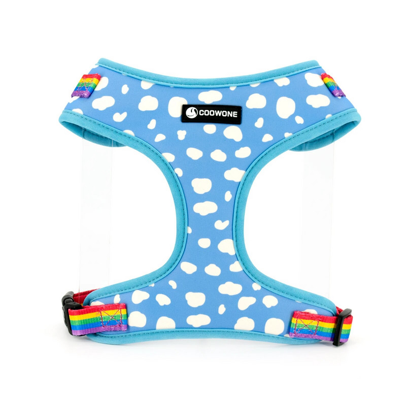 Collarlogo Regulējama mājdzīvnieku suņu kakla siksna Izturīga mīksta, jauka, radoši balti mākoņi dizaina pavada Neoprēna zirglietas kakas maisiņu dozators