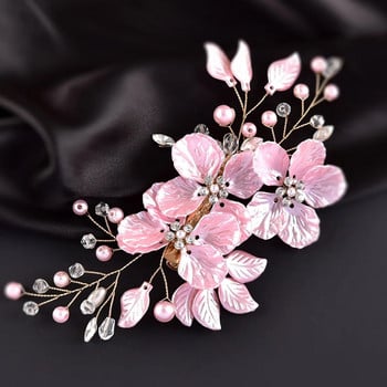 Crystal Pearl Flower Κλιπ μαλλιών Κομψά καλύμματα κεφαλής για γυναίκες Πολύτιμα κοσμήματα Αξεσουάρ μαλλιών για νυφικό γάμου