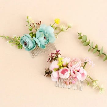 Λουλούδι χτένα μαλλιών Κομψά νυφικά κρυστάλλινα στολίδια για τα μαλλιά Ρουστίκ Γάμος Floral Γυναικεία λουλούδια χτένα μαλλιών Νύφες Αξεσουάρ μαλλιών