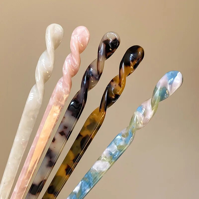 Vintage ķīniešu stila matu kociņi sievietēm meitenēm Modes acetāta irbulīša formas matu sprādzes Spraudītes Rotaslietas Matu aksesuāri