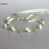 Elegantna djevojačka traka za glavu s imitacijom bisernih kruna Vjenčana traka za djevojke s cvjetnim vijencem Romantična traka za glavu s cvijećem za djevojke