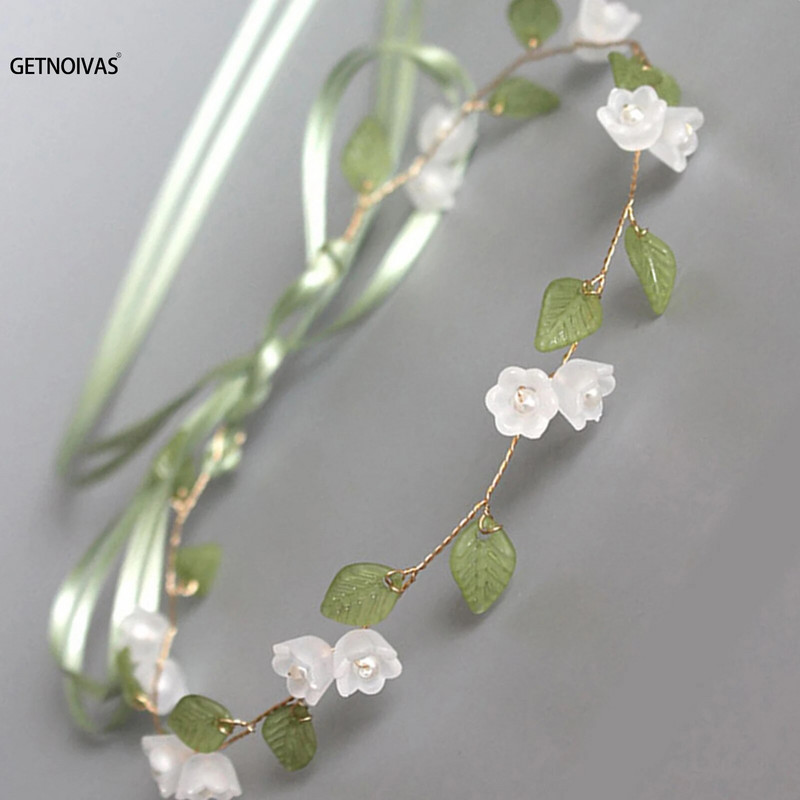 Elegantna djevojačka traka za glavu s imitacijom bisernih kruna Vjenčana traka za djevojke s cvjetnim vijencem Romantična traka za glavu s cvijećem za djevojke