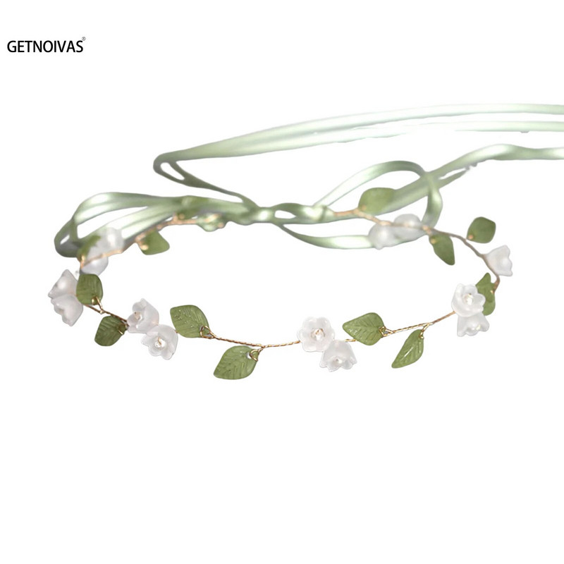 Elegantna djevojačka traka za glavu s imitacijom bisernih kruna Vjenčana traka za djevojke s cvjetnim vijencem Romantična traka za glavu s cvijećem za djevojke