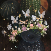 Πολύχρωμο Sen Department Xianmei Flower Crown Headwear Κορίτσι Flower Girl Performs Butterfly Flower Hair Band Handmade Dance H