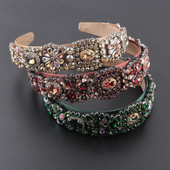 Luksusa, pilnīgi zaļa, sarkana kristāla tiāra matu lente baroka stila Rhinestone Diamante galvas saite ballītei kāzu sieviešu matu aksesuāri558