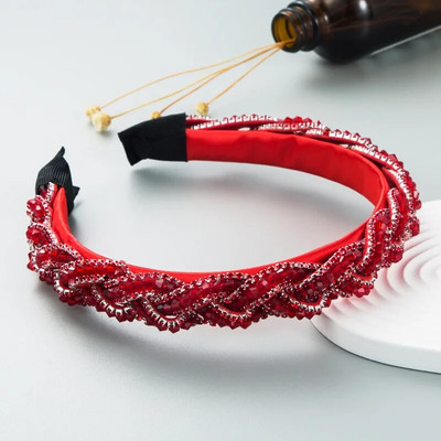 Luksusa, pilnīgi zaļa, sarkana kristāla tiāra matu lente baroka stila Rhinestone Diamante galvas saite ballītei kāzu sieviešu matu aksesuāri558