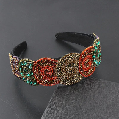 Luksusa, pilnīgi zaļa, sarkana kristāla tiāra matu lente baroka stila Rhinestone Diamante galvas saite ballītei kāzu sieviešu matu aksesuāri558