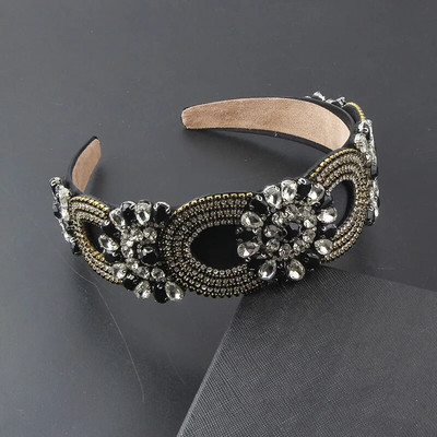 Luksusa, pilnīgi zaļa, sarkana kristāla tiāra matu lente baroka stila Rhinestone Diamante galvas saite ballītei kāzu sieviešu matu aksesuāri558