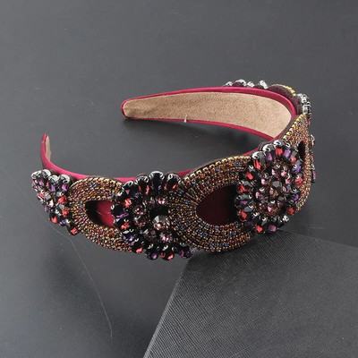 Luksusa, pilnīgi zaļa, sarkana kristāla tiāra matu lente baroka stila Rhinestone Diamante galvas saite ballītei kāzu sieviešu matu aksesuāri558