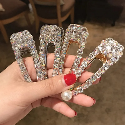 Agrafe de păr cu diamante la modă Agrafe de păr cu cristale Agrafe cu banană Agrafe pentru coadă de cal din perle din piatră prețioasă intermitentă Accesorii pentru păr Set cleme de păr