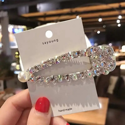 Modernas dimanta matu sprādzes Kristāla matu sprādzes Banānu saspraudes Mirgojošas dārgakmens pērles zirgastes sprādzes Matu aksesuāri Matu rokturu komplekts