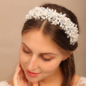 Νυφική Tiara Headwear Pearl Crown Princess Wedding Νυφική Tiara Pear κρύσταλλο κεφαλόδεσμο Νυφικά μαλλιά κόσμημα νυφικά αξεσουάρ