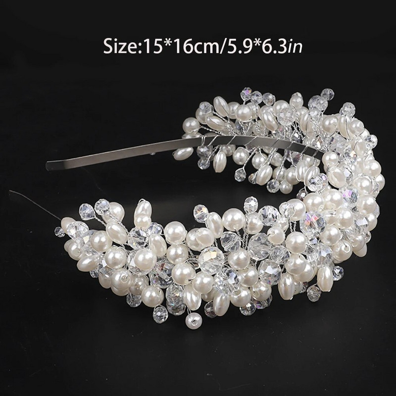 Νυφική Tiara Headwear Pearl Crown Princess Wedding Νυφική Tiara Pear κρύσταλλο κεφαλόδεσμο Νυφικά μαλλιά κόσμημα νυφικά αξεσουάρ