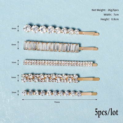 Mirdzoša kristāla kubiskā cirkonija pērļu matu sprādze sievietēm Eleganta korejiešu dizaina sprādziena matu sprādzes komplekts Matu aksesuāri