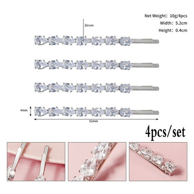 Mirdzoša kristāla kubiskā cirkonija pērļu matu sprādze sievietēm Eleganta korejiešu dizaina sprādziena matu sprādzes komplekts Matu aksesuāri