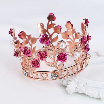 Πολυτελή στέμμα λουλουδιών Μικρές τιάρες για κούκλα διάδημα κορίτσια Γενέθλια Νυφικό Γάμος Μαλλιά Κοσμήματα Κορώνα Κορώνα Στολίδια Τούρτας