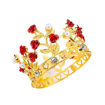 Луксозна корона с цветя Малки диадеми за кукла Диадема Момичета Рожден ден Булчинска сватба Бижута за коса Абитуриентски бал Корона Торта за торта Орнаменти