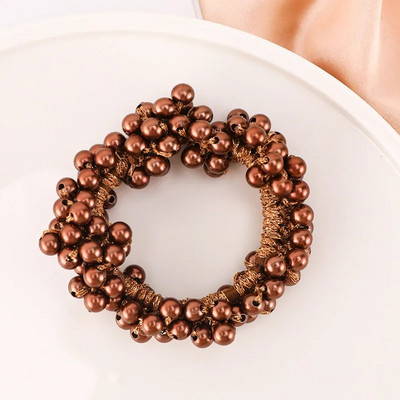 Eleganta dāmu gumija Virve Pērļu matu gredzens Meiteņu krelles Scrunchies Gumijas lentes Zirgaste Matu Aksesuāri Elastīga galvas saite