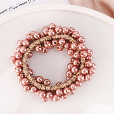 Eleganta dāmu gumija Virve Pērļu matu gredzens Meiteņu krelles Scrunchies Gumijas lentes Zirgaste Matu Aksesuāri Elastīga galvas saite