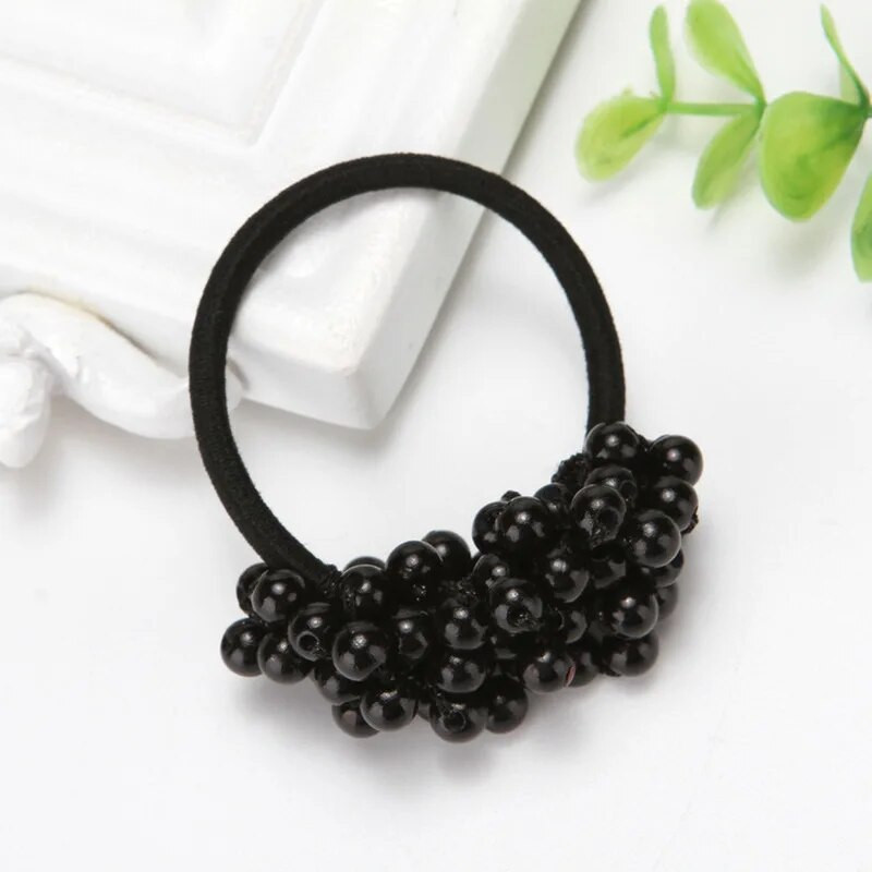 Sieviešu matu aksesuāri Pērles Pērles Galvassaites Zirgastes Turētājs Meiteņu Vintage Elastīgās Matu Lentes