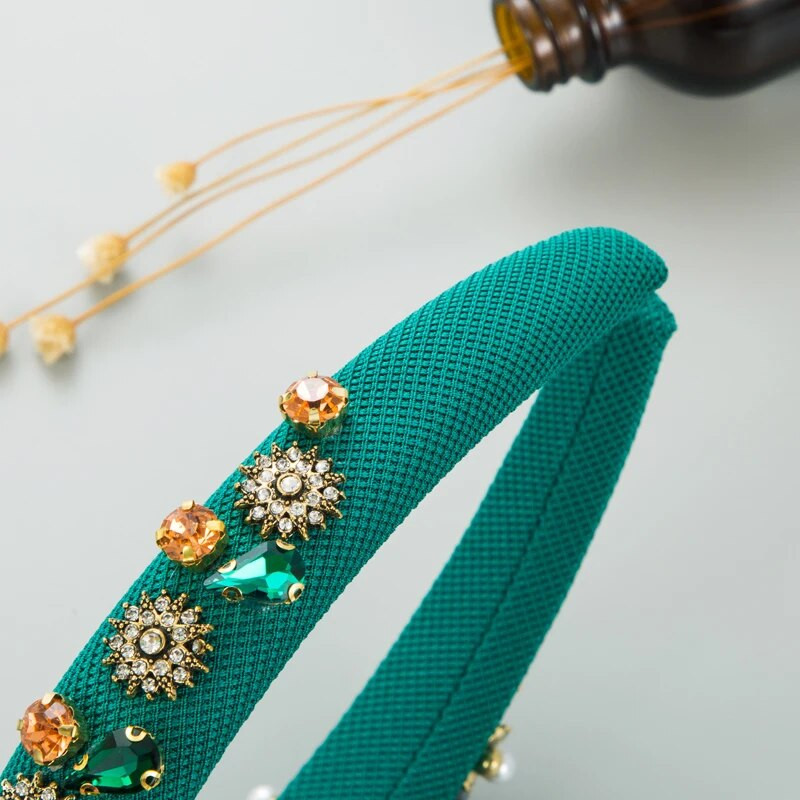 Modes baroka stila pērļu auduma ziedu matu gumija vieglas greznas un augstas kvalitātes modes skates galvassegas