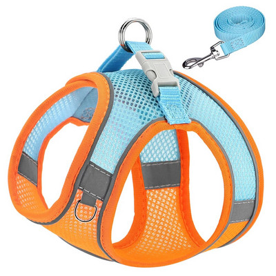 Neilona suņu vestes siksnas un pavadas komplekts kucēnu kaķu vasaras sieta zirglietas, regulējamas atstarojošas maziem un vidējiem suņiem kaķiem Čivava