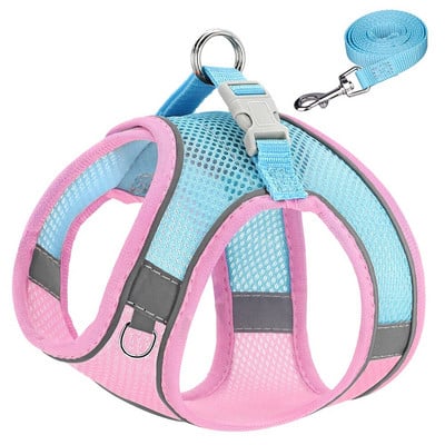 Neilona suņu vestes siksnas un pavadas komplekts kucēnu kaķu vasaras sieta zirglietas, regulējamas atstarojošas maziem un vidējiem suņiem kaķiem Čivava