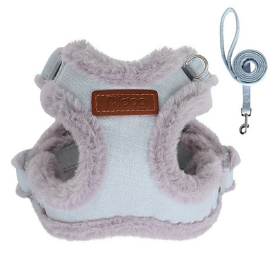 Siltas ziemas suņu iejūgas un pavadas komplekts mīkstas kažokādas polsterētas suņu kaķu vestes ar mājdzīvnieku pavada virvi maziem vidēji lieliem suņiem SL