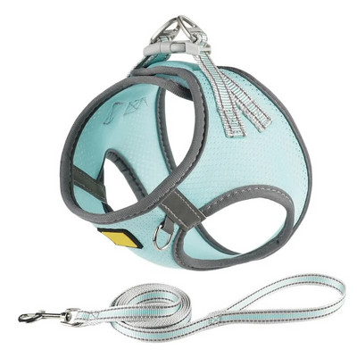 Kaķu suņu siksnas siksnas komplekts Mājdzīvnieku piederumi Drošības atstarojoša siksnas veste Vairāku izmēru pastaigu pavadas pavada maziem un vidējiem suņiem