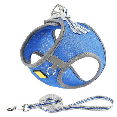 Kaķu suņu siksnas siksnas komplekts Mājdzīvnieku piederumi Drošības atstarojoša siksnas veste Vairāku izmēru pastaigu pavadas pavada maziem un vidējiem suņiem