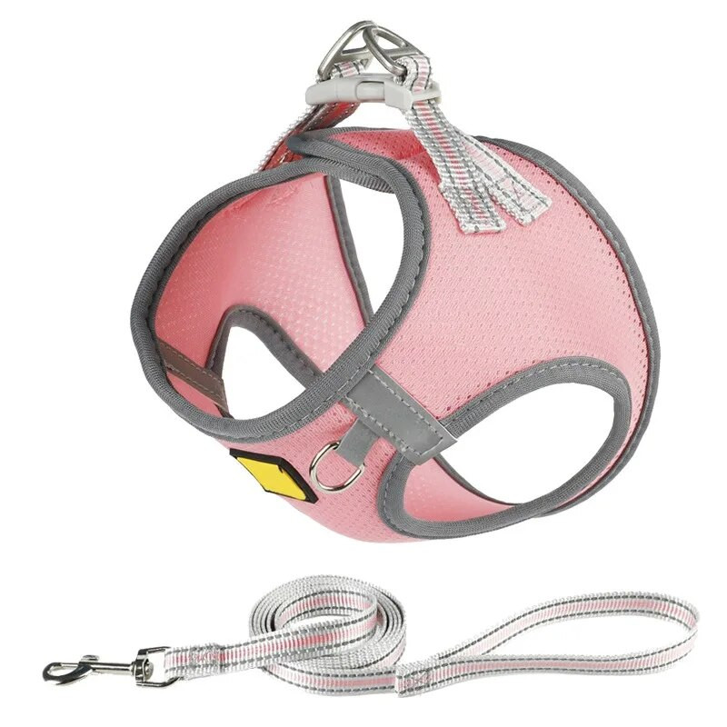 Kaķu suņu siksnas siksnas komplekts Mājdzīvnieku piederumi Drošības atstarojoša siksnas veste Vairāku izmēru pastaigu pavadas pavada maziem un vidējiem suņiem