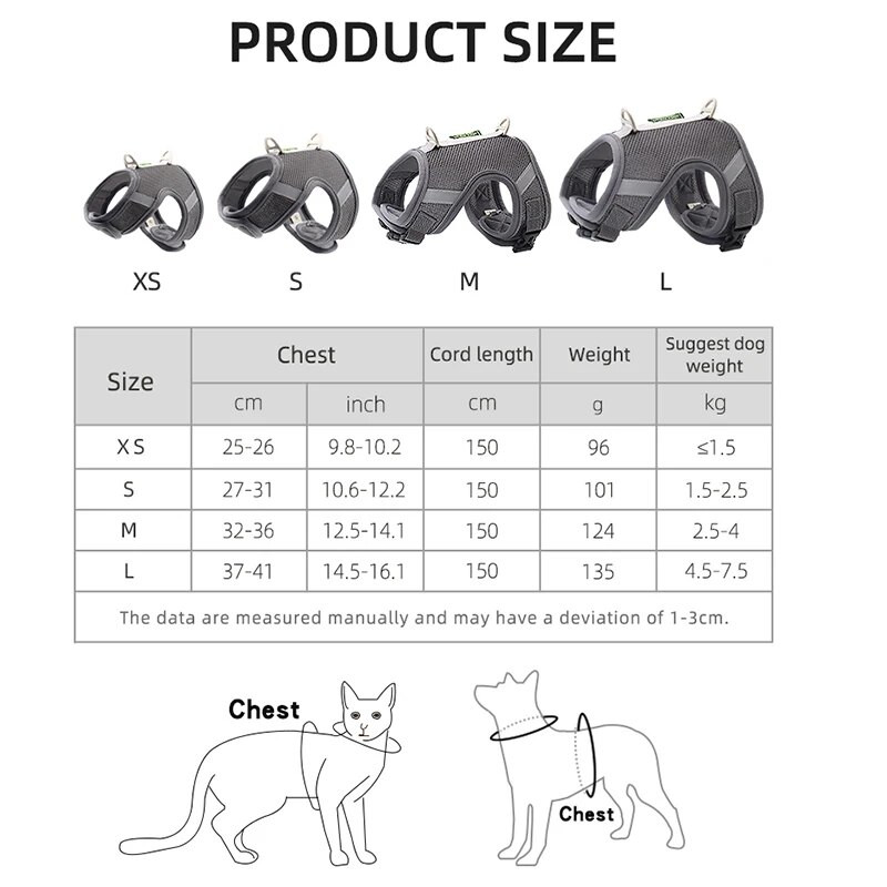 Set pojaseva za mačke i povodca za pojaseve za mačke i pse Mekani mrežasti pojas za štene Podesivi pojas za prsluk za mačke s reflektirajućom trakom