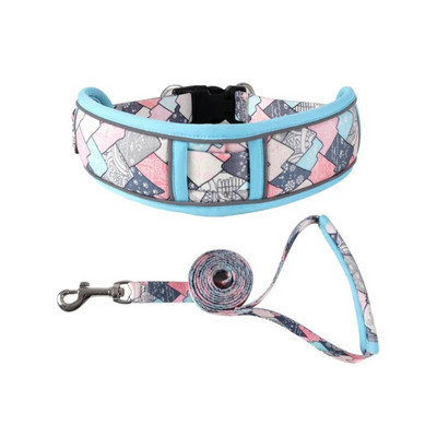 Atstarojošas suņu kaklasiksnas pavadas komplekts Mīksts, ērts mājdzīvnieku suņu kakla siksna Regulējama mājdzīvnieka mīksta polsterēta suņu kakla siksna Suņu piederumi