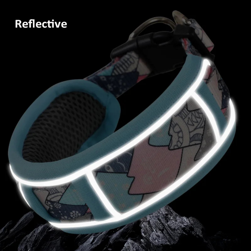 Atstarojošas suņu kaklasiksnas pavadas komplekts Mīksts, ērts mājdzīvnieku suņu kakla siksna Regulējama mājdzīvnieka mīksta polsterēta suņu kakla siksna Suņu piederumi