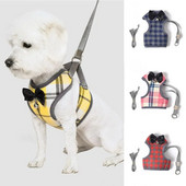 Medvilninių šunų diržų pavadėlio rinkinys Pet Cat Liemenės petnešos su Bowknot tinkleliu, paminkštintas mažiems šuniukams Čihuahua Jorkšyro mopsas S/M/L