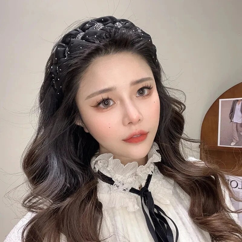 Στρας Twists Hairband για γυναίκες Βαμβακερό μασίφ φαρδιά πλαϊνή κορδέλα κεφαλής Trend Knot Hairband Hoop Girls Hair Accessories κοσμήματα