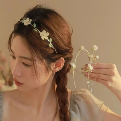 1gab. Eleganta līgavu meiteņu galvas saite ar pērļu imitācijas matu galvassegas ziedu vainags līgavas vītnes galvas stīpa kāzu galvassegas modes