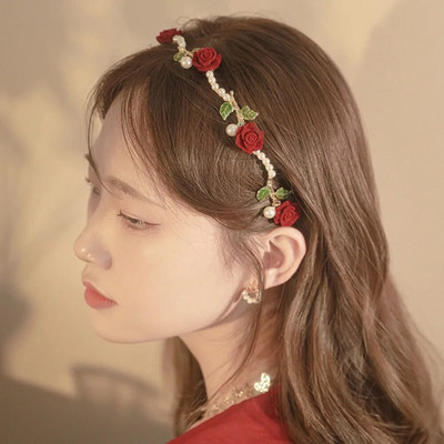 1gab. Eleganta līgavu meiteņu galvas saite ar pērļu imitācijas matu galvassegas ziedu vainags līgavas vītnes galvas stīpa kāzu galvassegas modes