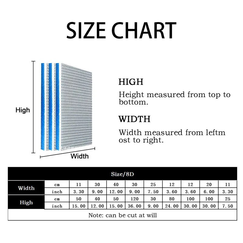 8d filtru sūkļi, materiāli 8 slāņu bez līmes akvārija filtru paliktņi augsta blīvuma zivju tvertņu skimmeri Koi dīķa filtra kokvilnas piederumi