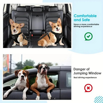 Двоен предпазен колан за кучета, регулируем еластичен колан за кола, предпазен колан с шок, отразяващ колан за кучета, предпазен колан за домашни любимци