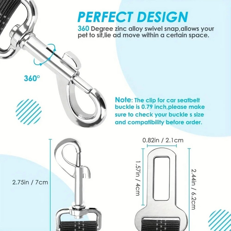 Ζώνη ασφαλείας διπλού σκύλου, ρυθμιζόμενη ελαστική ζώνη ασφαλείας αυτοκινήτου με ανακλαστικό σύστημα συγκράτησης αυτοκινήτου για σκύλους για ζώνη ασφαλείας κατοικίδιων