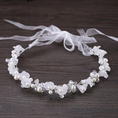 Crystal Pearl Flower Hair Vine Band Galvas lente Tiāra Sievietēm Līgava Meitene Rhinestone Kāzu Kāzu Matu Aksesuāri Rotaslietas Vīnogulājs